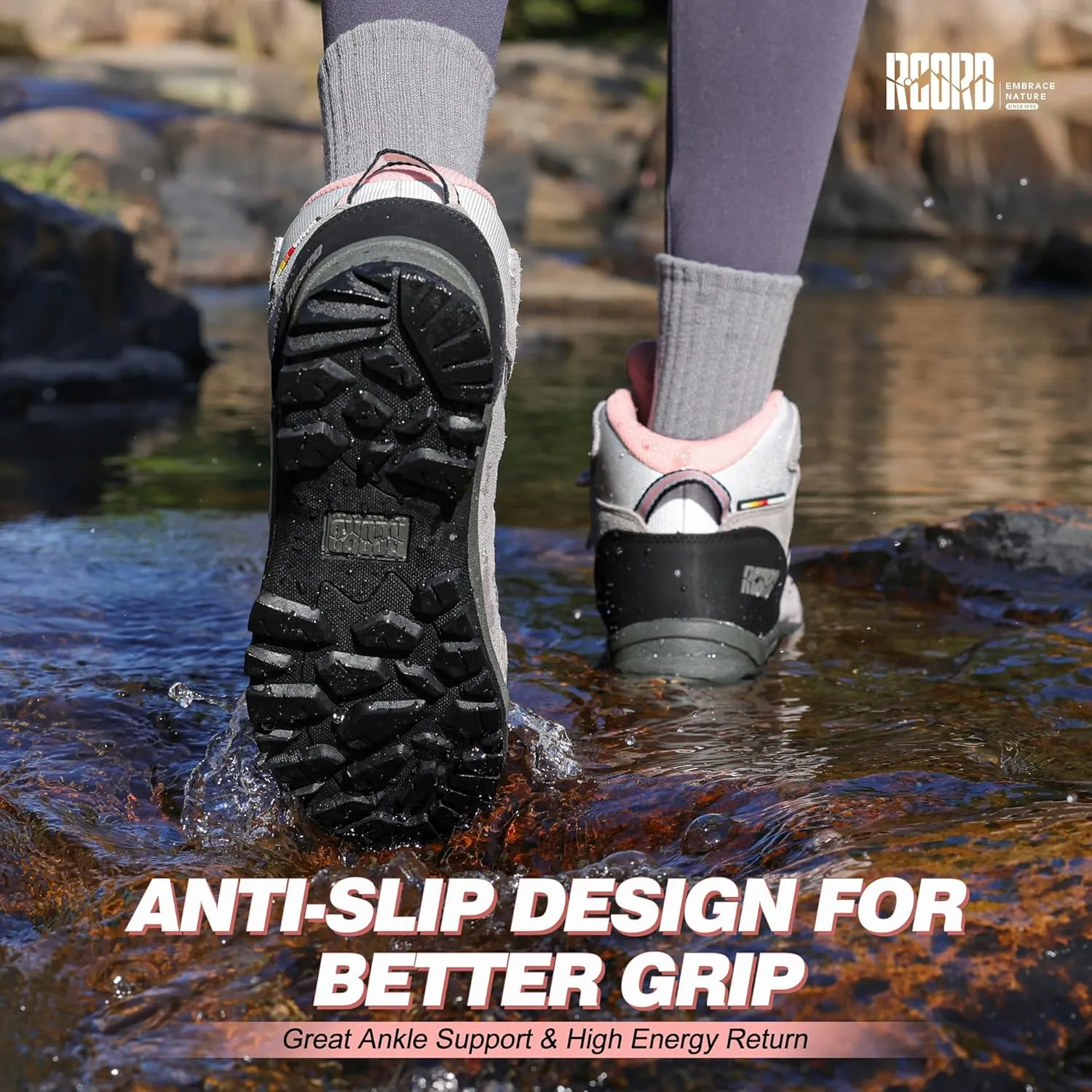 @ R CORD Womens Hiking Boots Waterproof Lightweight Hiking Boots Women Ankle Support Hiking Shoes Backpacking Boots Breathable Non-slip Hiking Boot for Outdoors