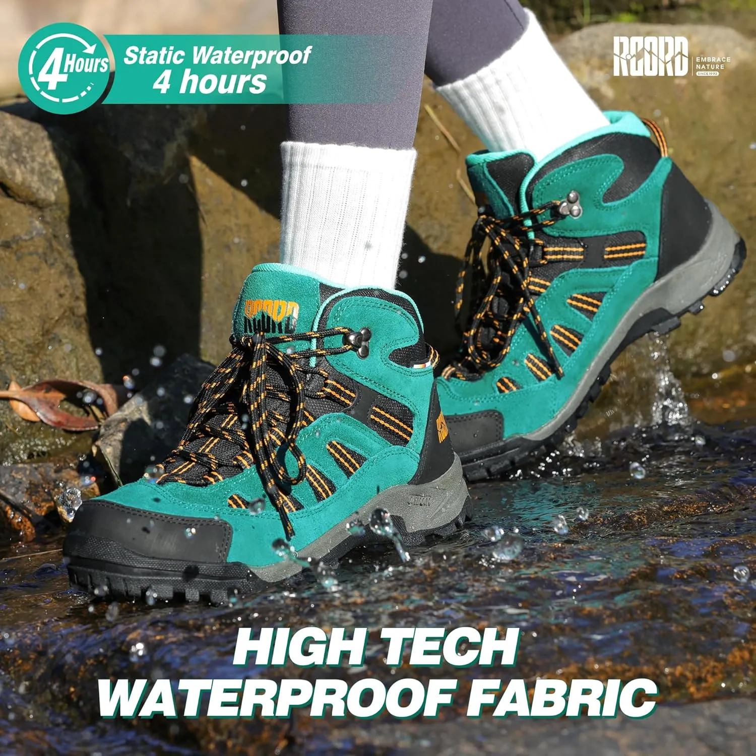 @ R CORD Womens Hiking Boots Waterproof Lightweight Hiking Boots Women Ankle Support Hiking Shoes Backpacking Boots Breathable Non-slip Hiking Boot for Outdoors