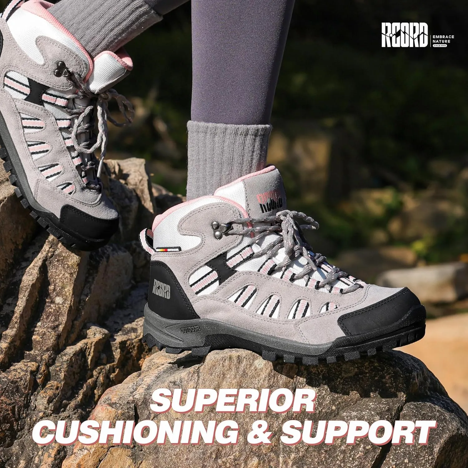 @ R CORD Womens Hiking Boots Waterproof Lightweight Hiking Boots Women Ankle Support Hiking Shoes Backpacking Boots Breathable Non-slip Hiking Boot for Outdoors