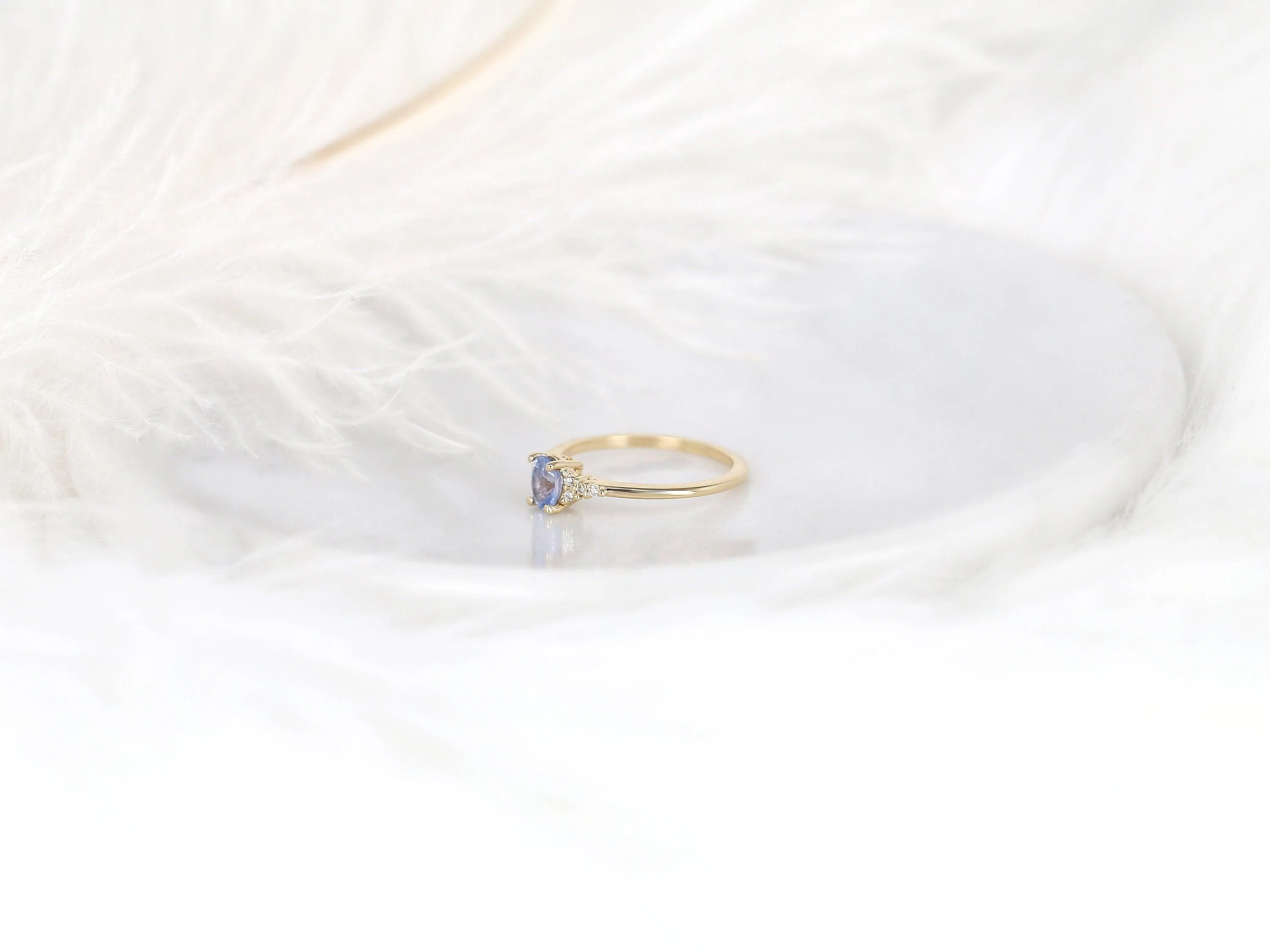 0.61ct Maddy 14kt Gold Frosty Cornflower Lavender Sapphire Cluster Ring