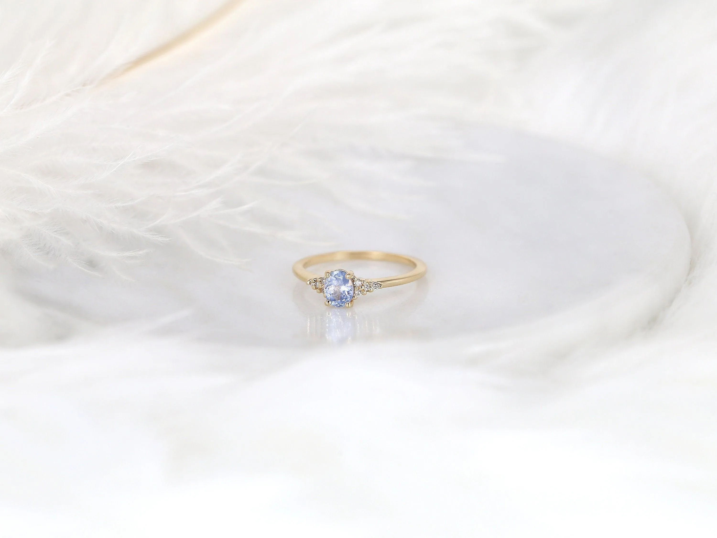 0.61ct Maddy 14kt Gold Frosty Cornflower Lavender Sapphire Cluster Ring