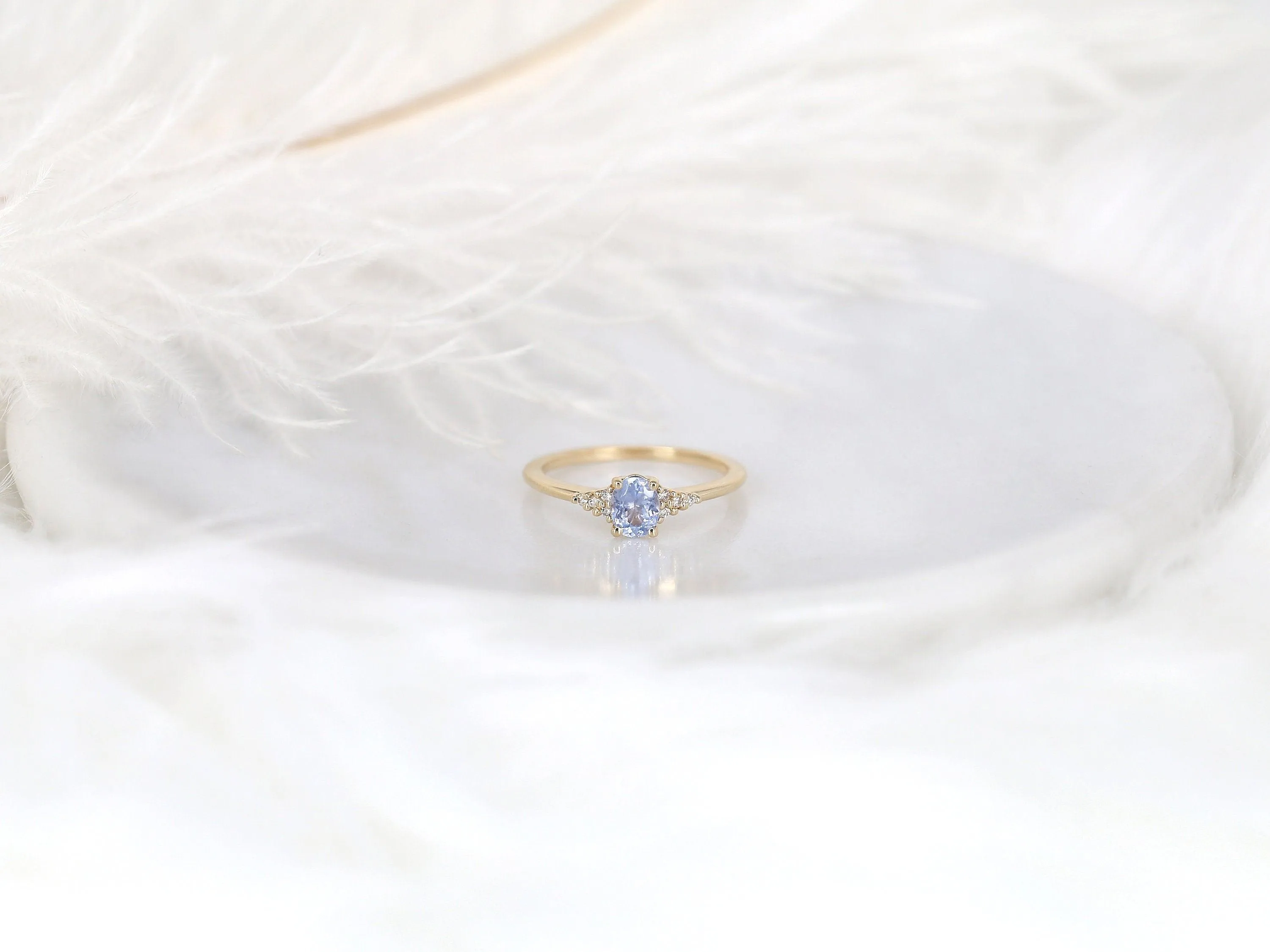 0.61ct Maddy 14kt Gold Frosty Cornflower Lavender Sapphire Cluster Ring