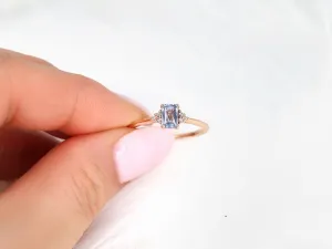 0.64ct Jada 14kt Rose Gold Cornflower Blue Sapphire Diamonds Emerald Cluster Ring