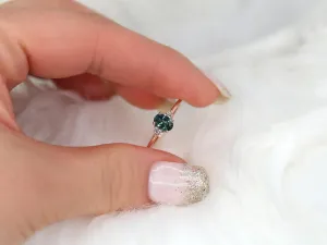 0.70ct Juniper 14kt Rose Gold Ocean Teal Montana Sapphire Oval Cluster Ring