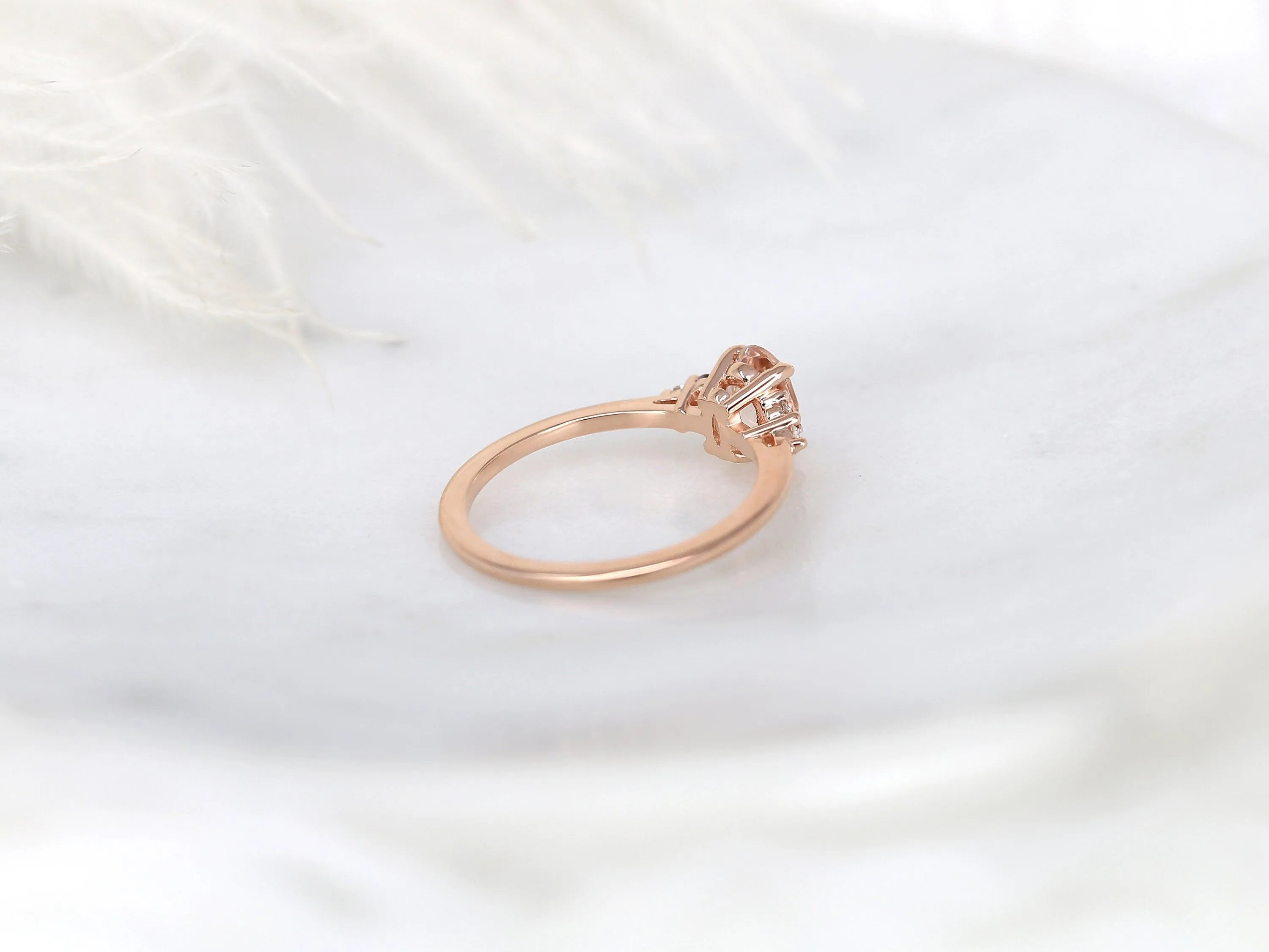 0.70ct Juniper 14kt Rose Gold Peach Sapphire Diamond Cluster Ring
