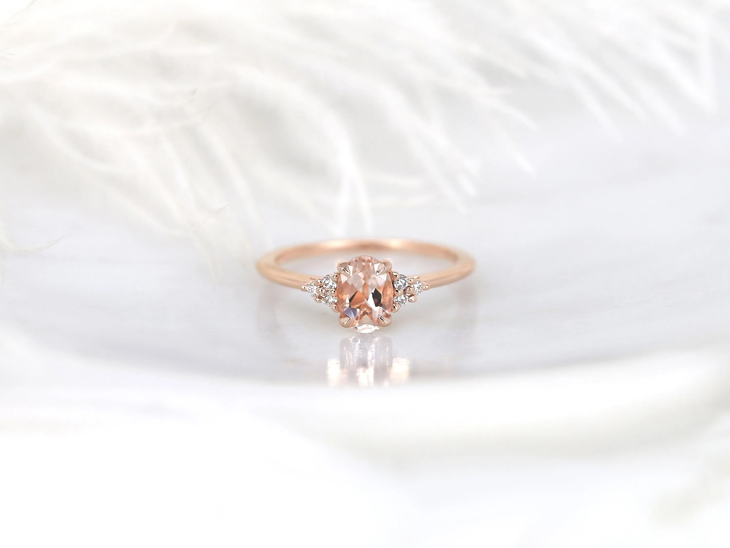 0.70ct Juniper 14kt Rose Gold Peach Sapphire Diamond Cluster Ring
