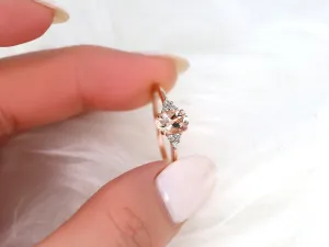0.70ct Juniper 14kt Rose Gold Peach Sapphire Diamond Cluster Ring