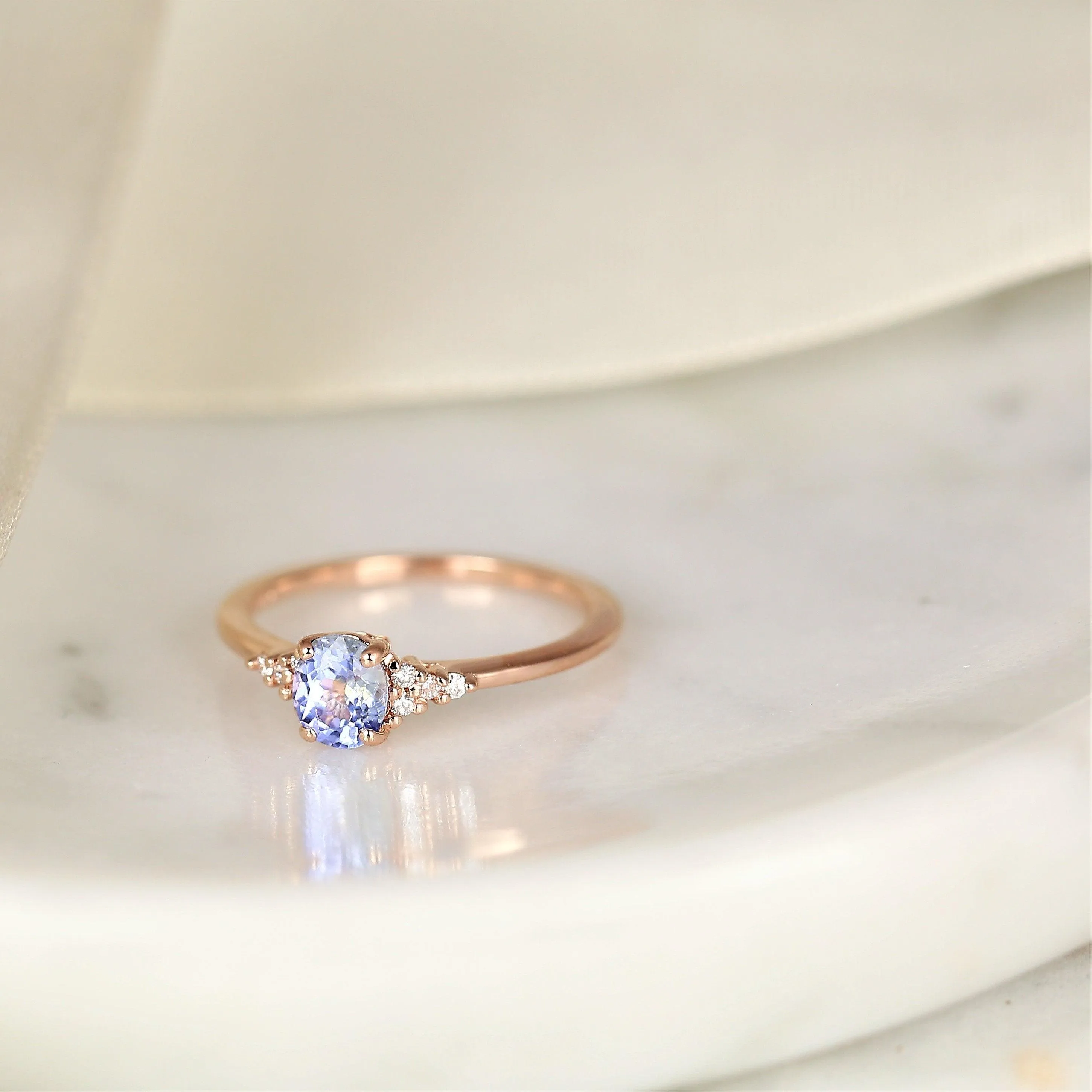 0.76ct Maddy 14kt Gold Cornflower Lavender Sapphire Diamond Cluster Ring