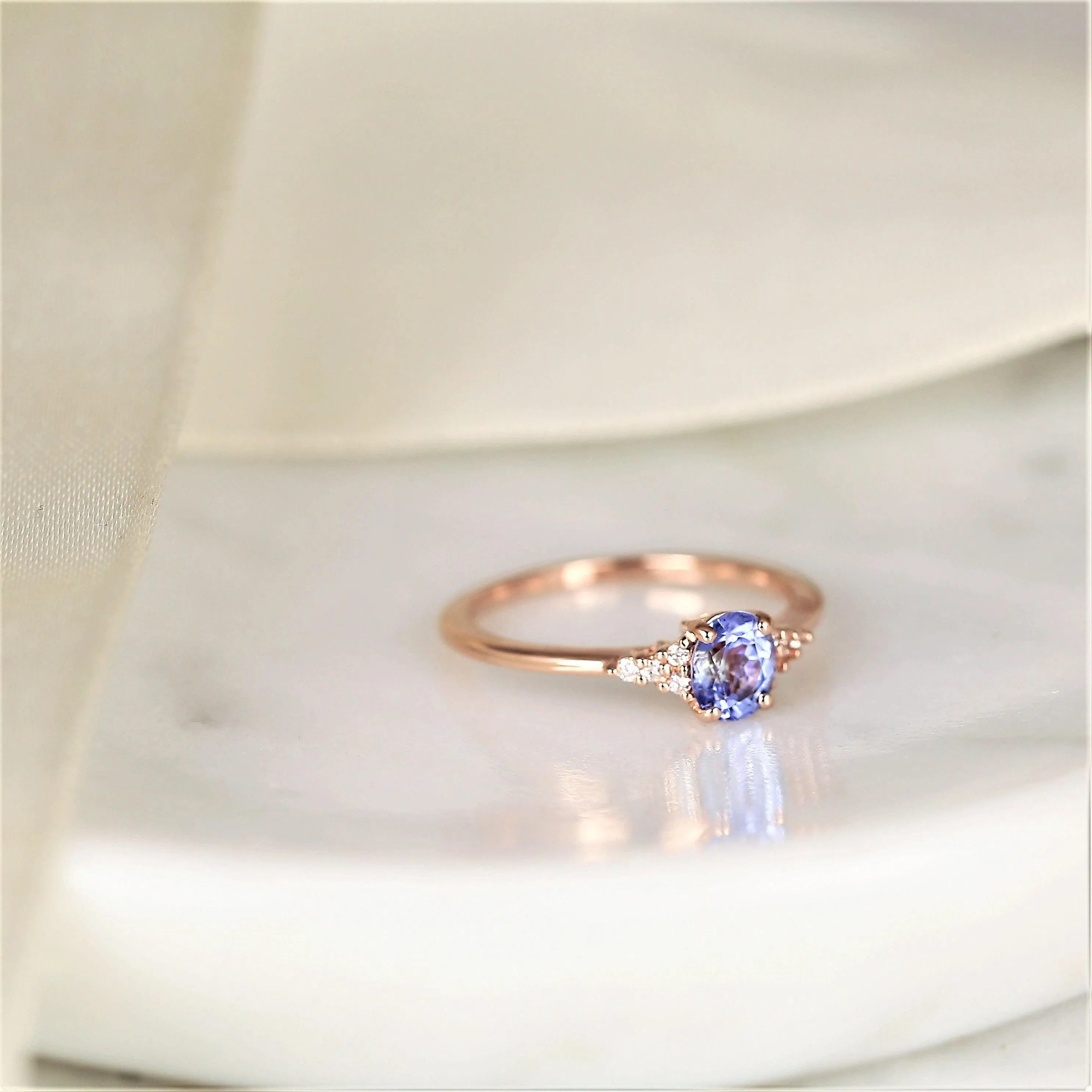0.76ct Maddy 14kt Gold Cornflower Lavender Sapphire Diamond Cluster Ring