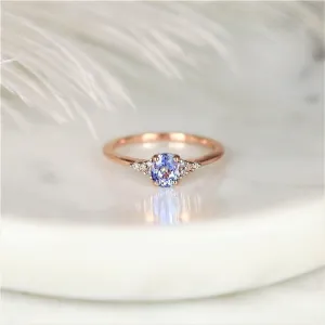 0.76ct Maddy 14kt Gold Cornflower Lavender Sapphire Diamond Cluster Ring