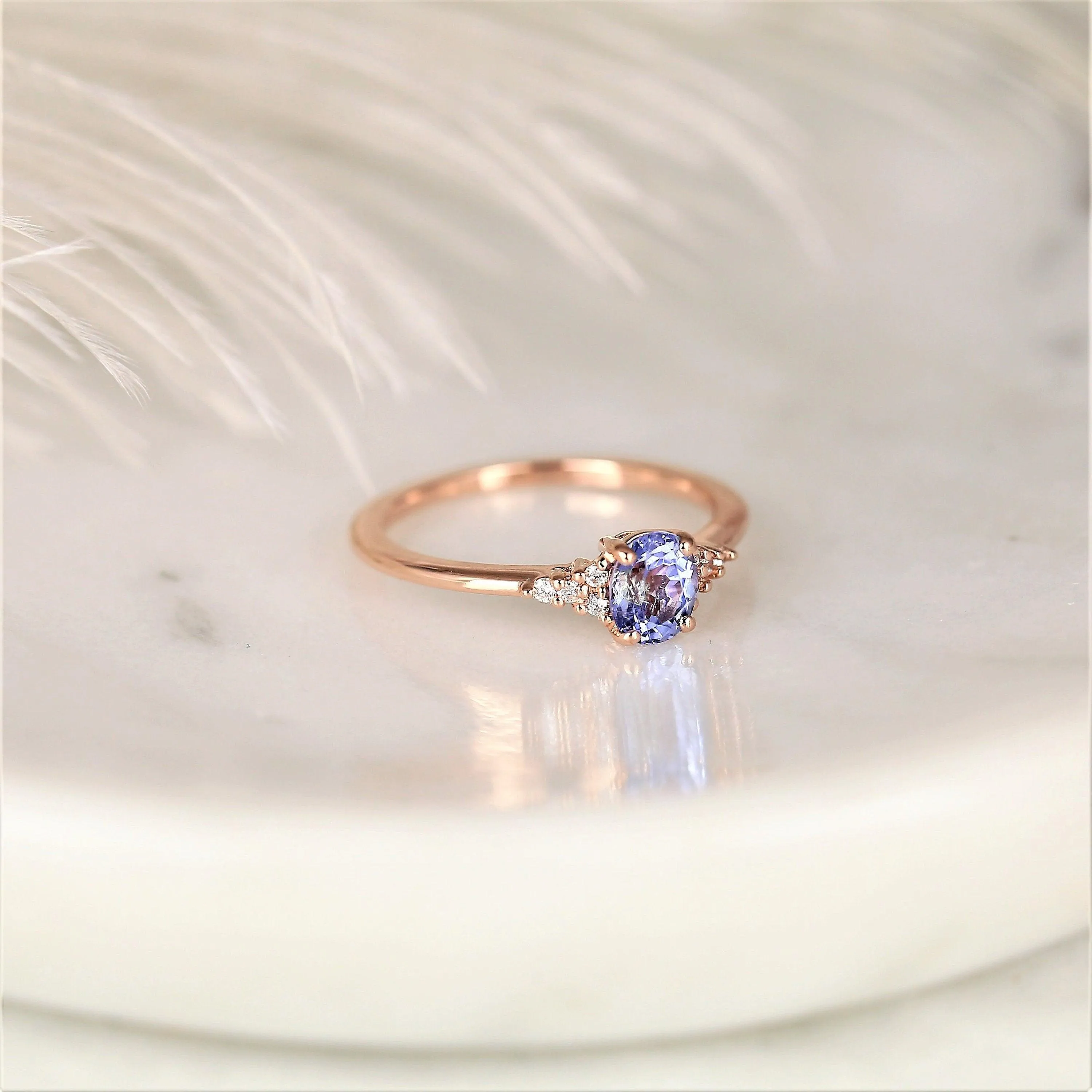 0.76ct Maddy 14kt Gold Cornflower Lavender Sapphire Diamond Cluster Ring