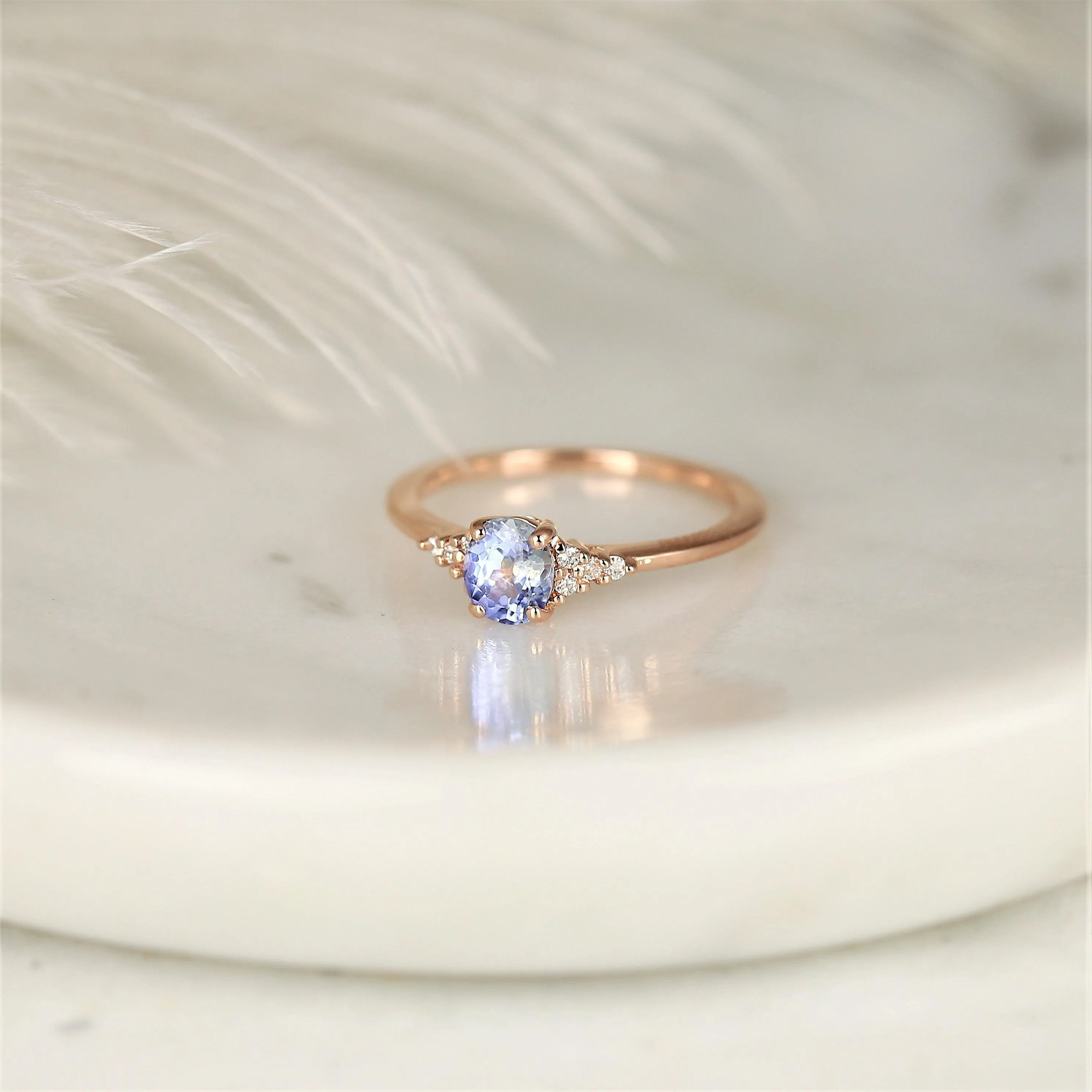 0.76ct Maddy 14kt Gold Cornflower Lavender Sapphire Diamond Cluster Ring