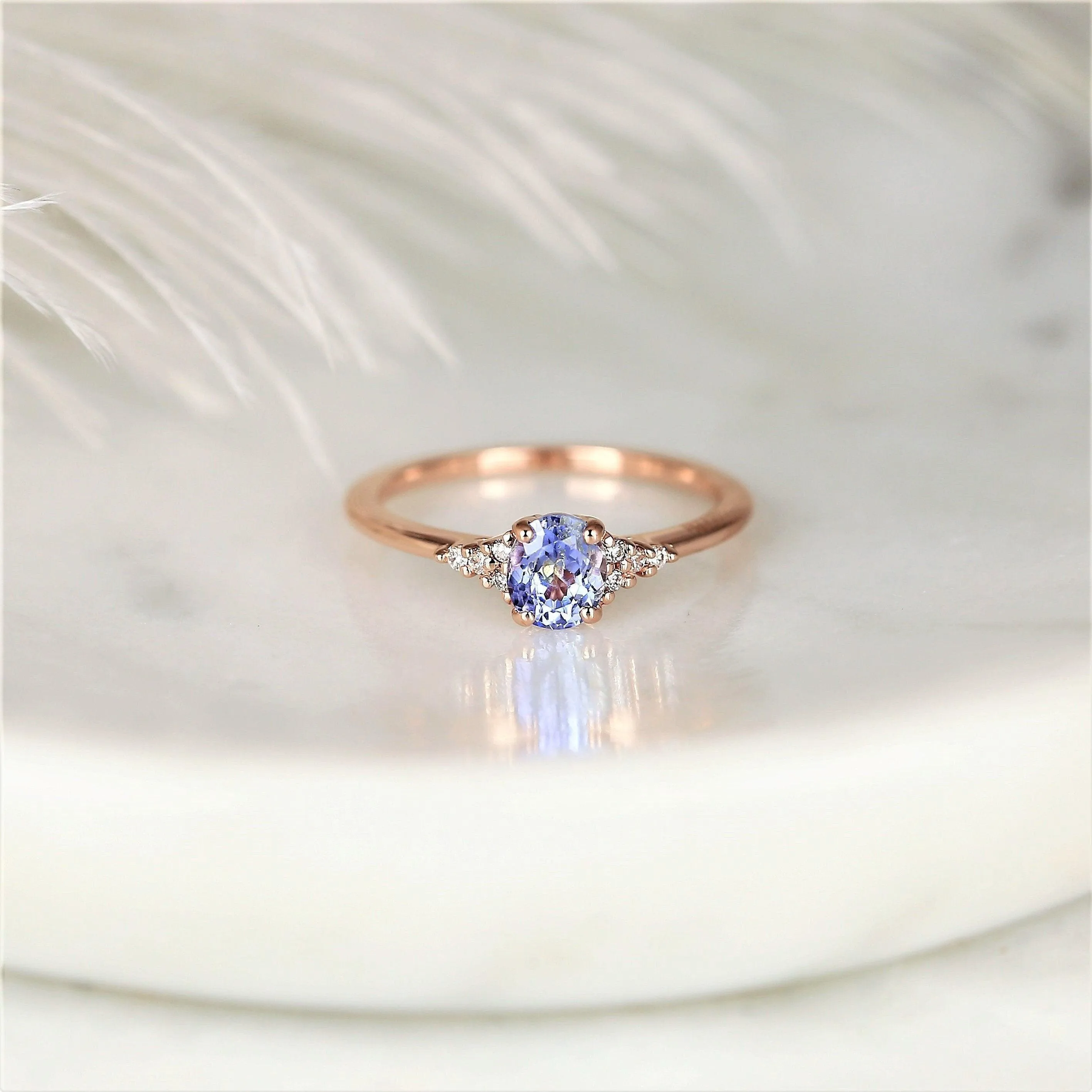 0.76ct Maddy 14kt Gold Cornflower Lavender Sapphire Diamond Cluster Ring