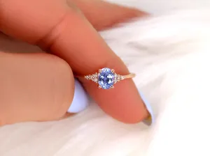 0.88ct Maddy 14kt Rose Gold Cornflower Sapphire Diamond Oval Cluster Ring