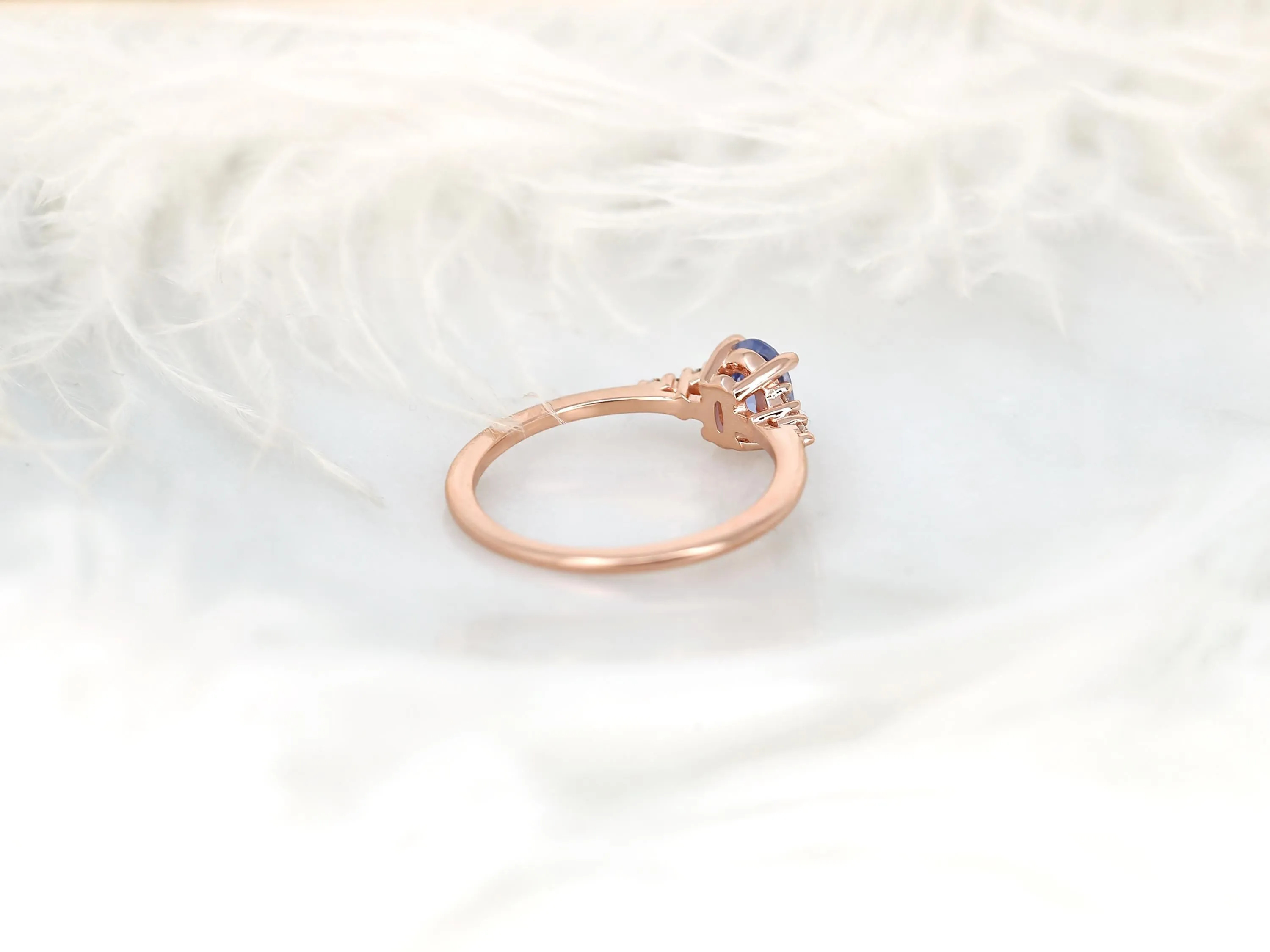 0.88ct Maddy 14kt Rose Gold Cornflower Sapphire Diamond Oval Cluster Ring