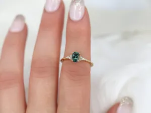 0.97ct Maddy 14kt Gold Peacock Teal Montana Sapphire Cluster Engagement Ring
