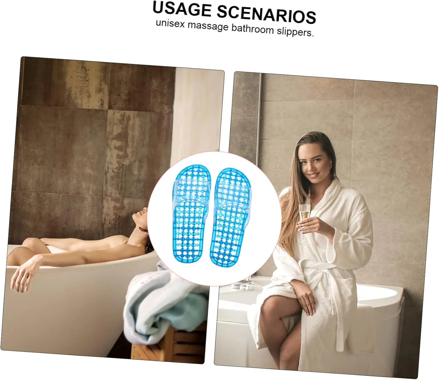 1 Pair Effect Hollowed Draining Slippers Comfortable Unisex Massage Slippers for Bathing