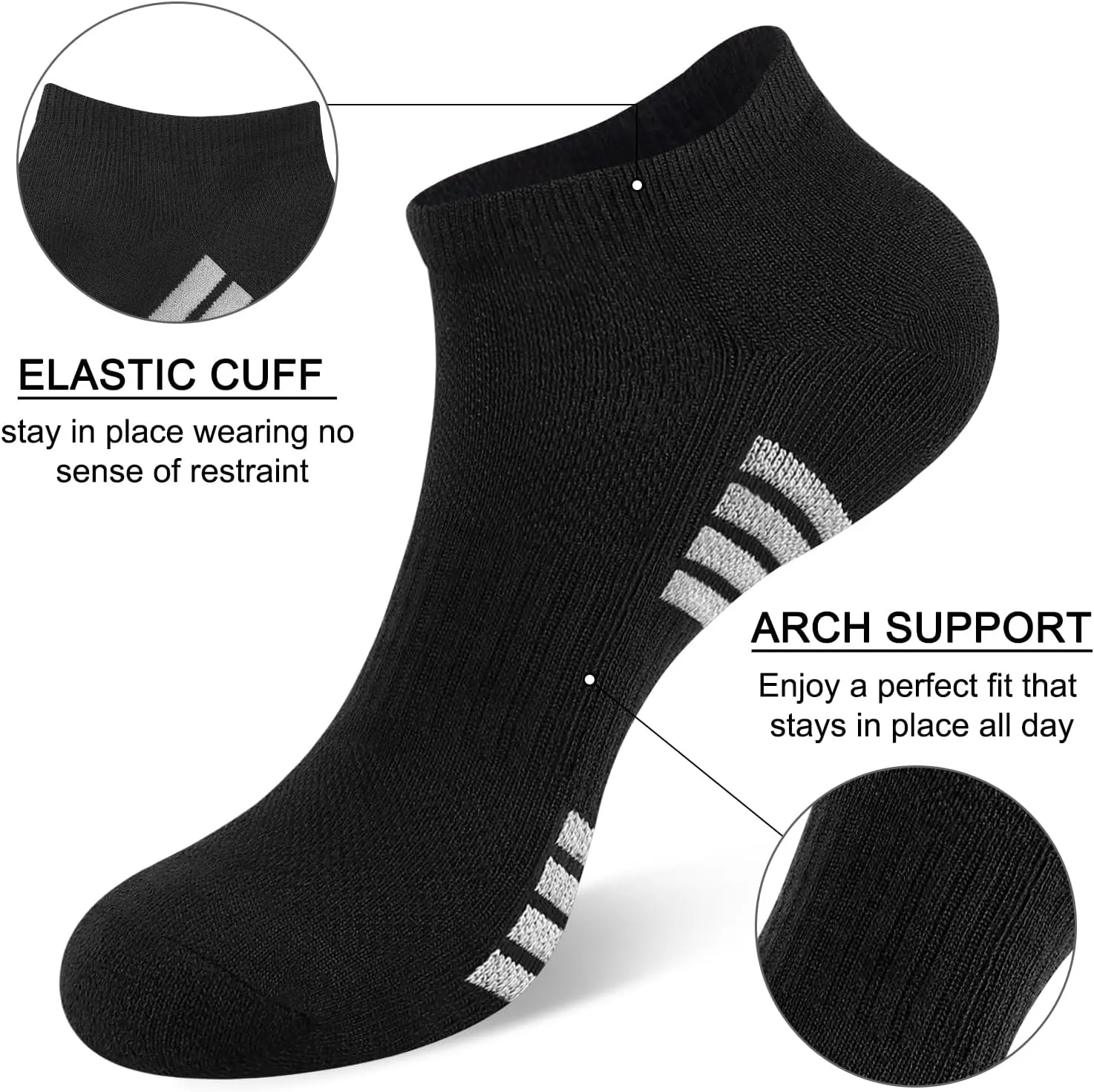 10 Pairs Mens Ankle Socks Cushioned Athletic Running Casual Low Cut Socks for Men