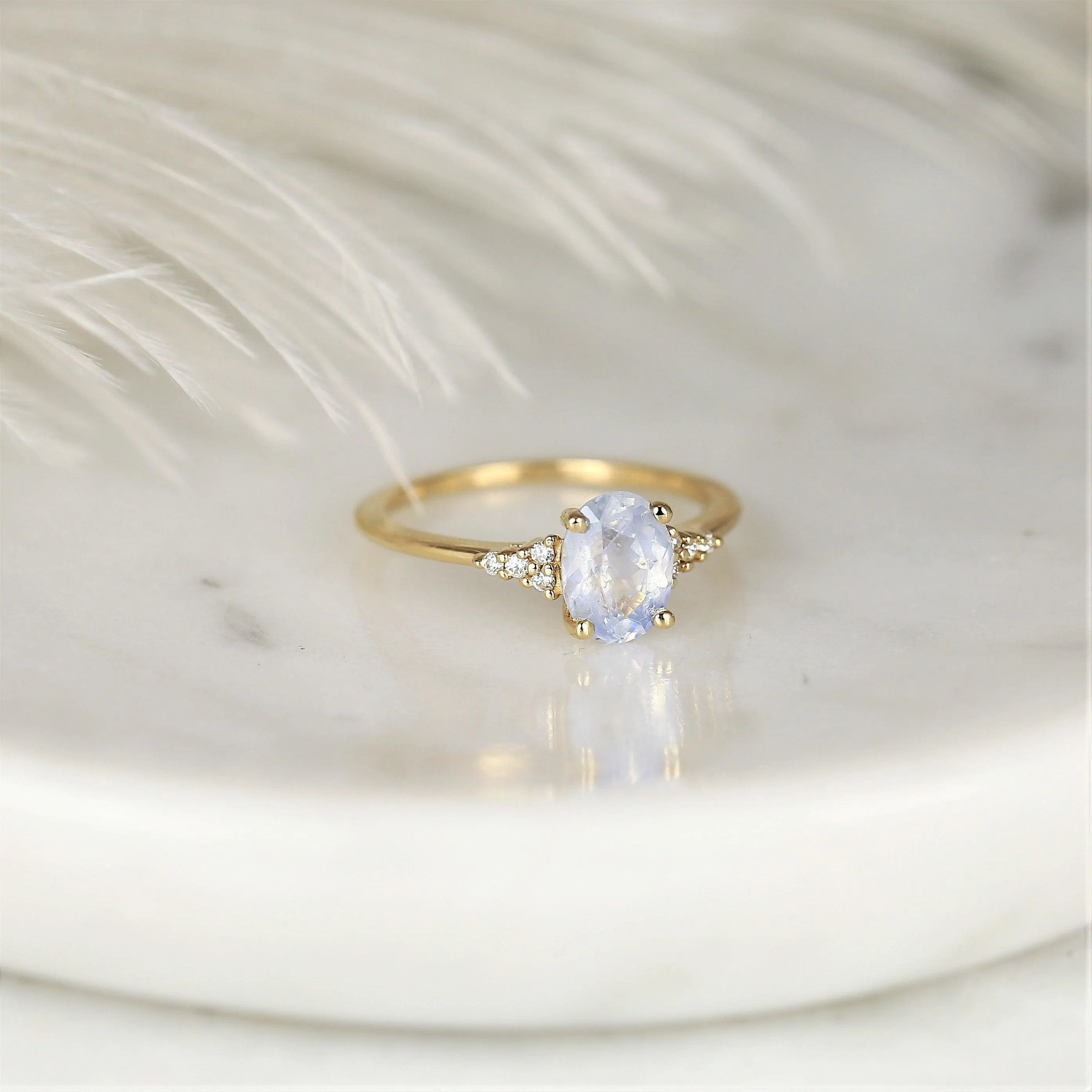 1.46ct Maddy 14kt Gold Icy Frosted Galaxy Blue Sapphire Diamond Oval Cluster Ring