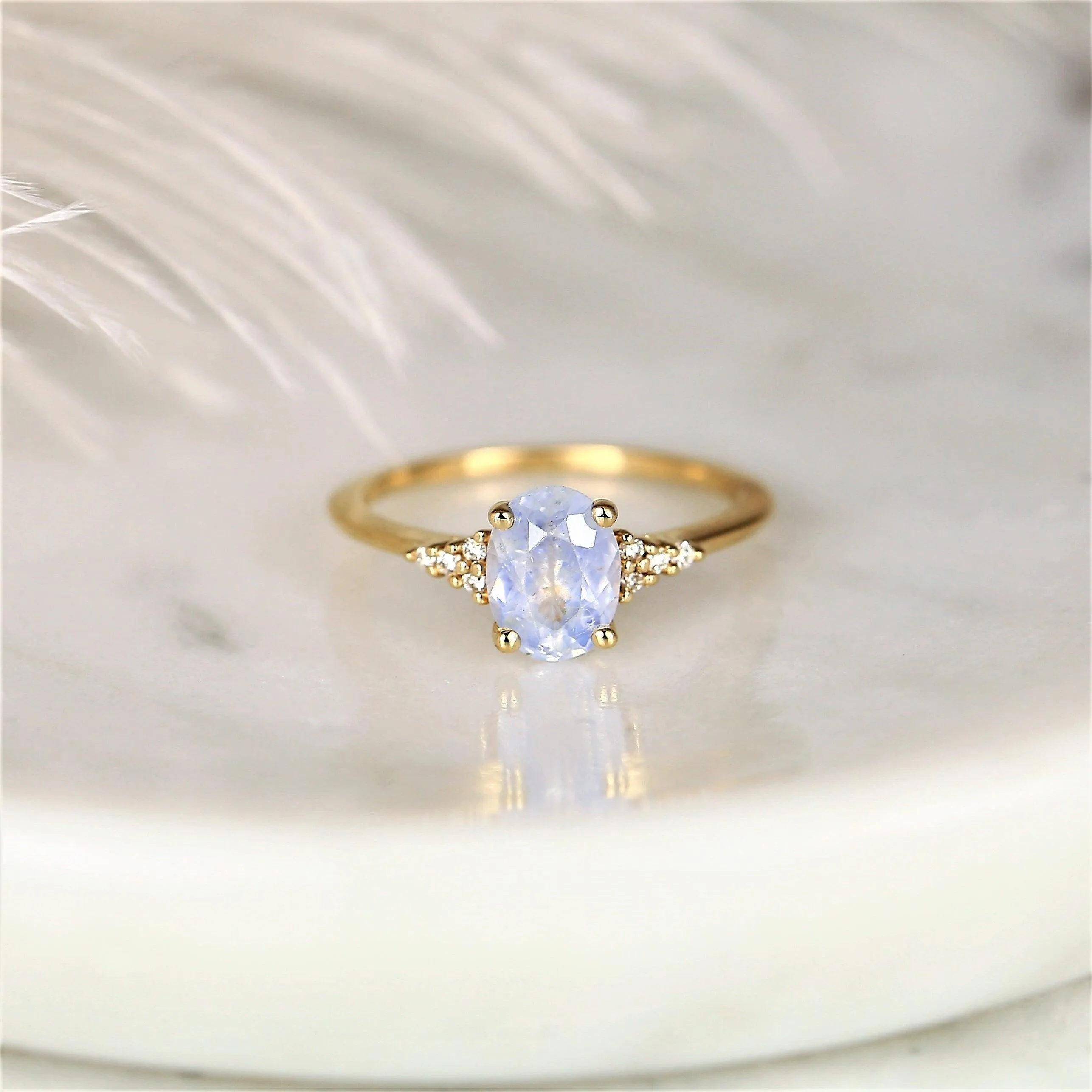 1.46ct Maddy 14kt Gold Icy Frosted Galaxy Blue Sapphire Diamond Oval Cluster Ring
