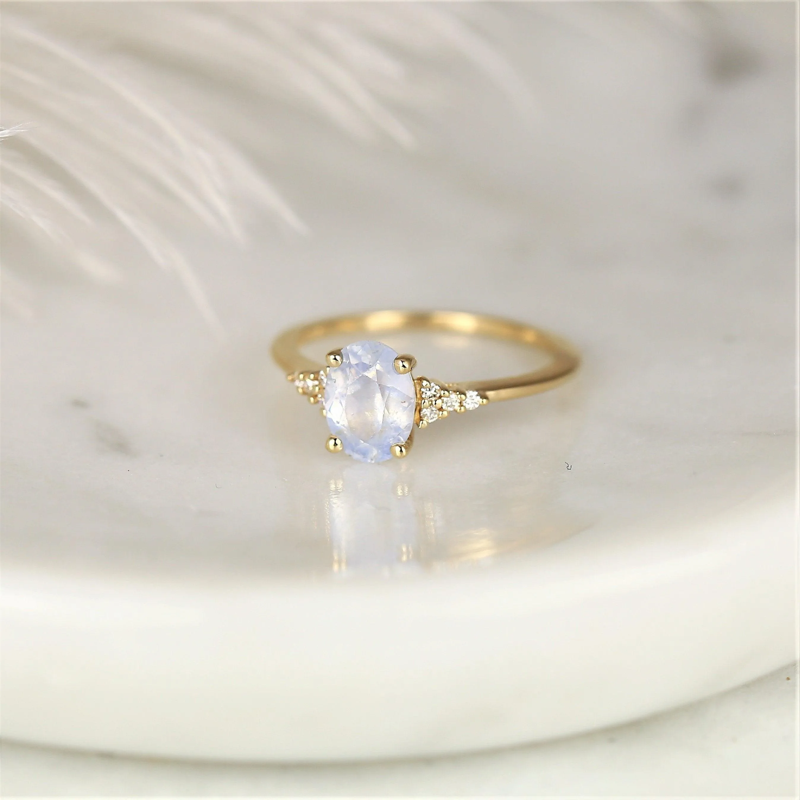 1.46ct Maddy 14kt Gold Icy Frosted Galaxy Blue Sapphire Diamond Oval Cluster Ring