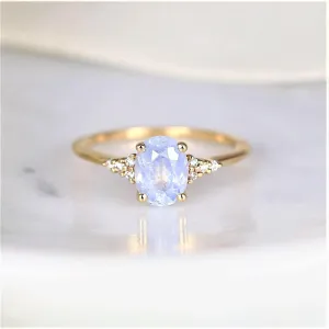 1.46ct Maddy 14kt Gold Icy Frosted Galaxy Blue Sapphire Diamond Oval Cluster Ring