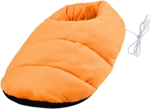 1pc Heated Shoes for Winter Comfort Electric Warm Shoes with Charging Soft Plush Material for Home Office Travel Use Keeps Feet Warm Promotes Circulation Orange