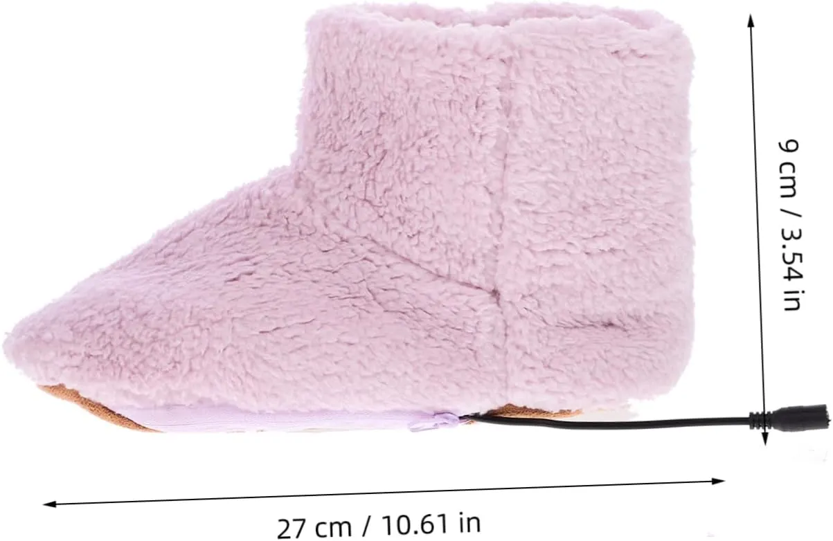 2 Pairs Electric Warm Shoes USB Rechargeable Feet Warmer Heated Foot Warmer Boots Slipper Slippers for Men Foot Warmer Booties Heated Boots The Bed Fluff Foot Socks Women's/3763 (Color : Pinkx3pcs,