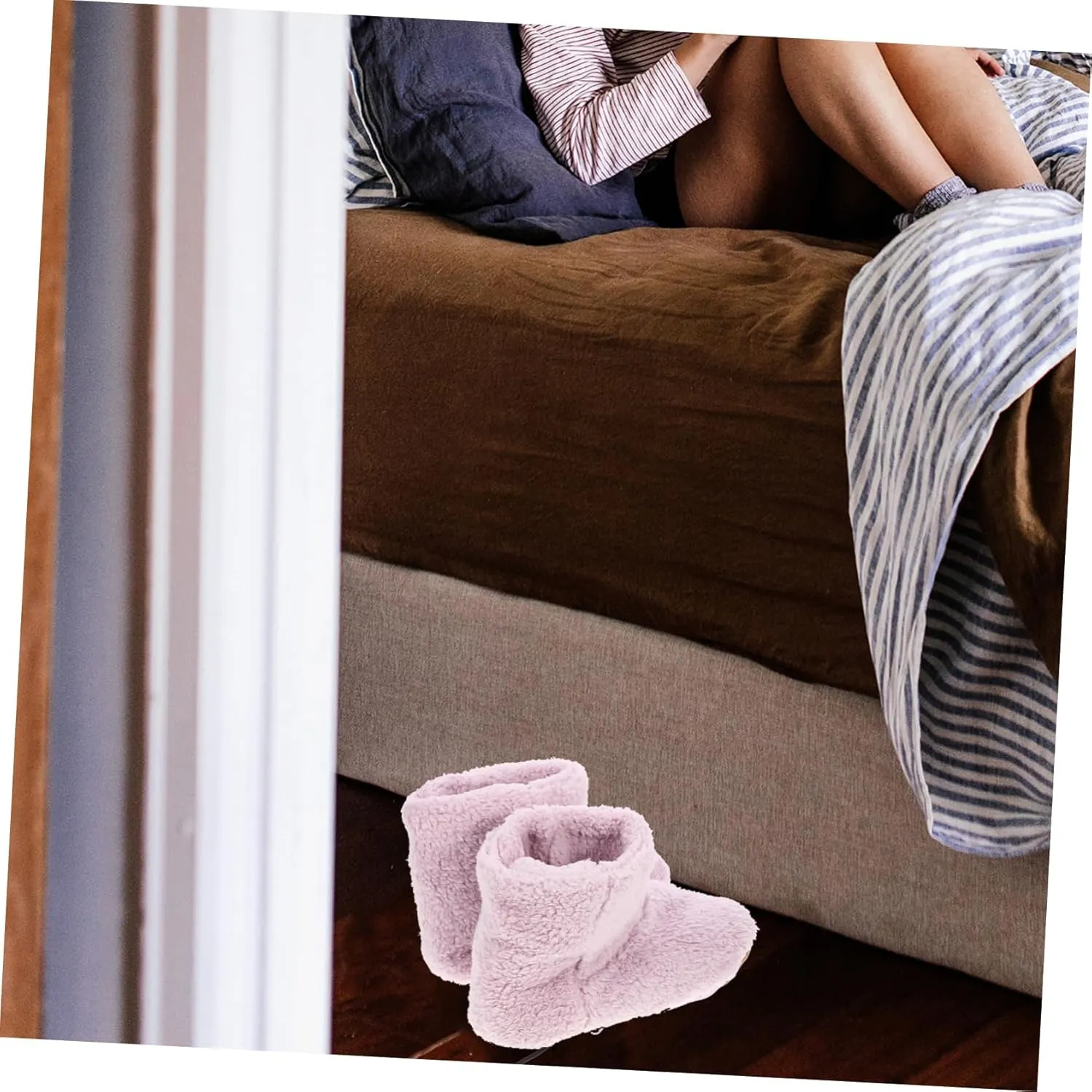 2 Pairs Electric Warm Shoes USB Rechargeable Feet Warmer Heated Foot Warmer Boots Slipper Slippers for Men Foot Warmer Booties Heated Boots The Bed Fluff Foot Socks Women's/3763 (Color : Pinkx3pcs,