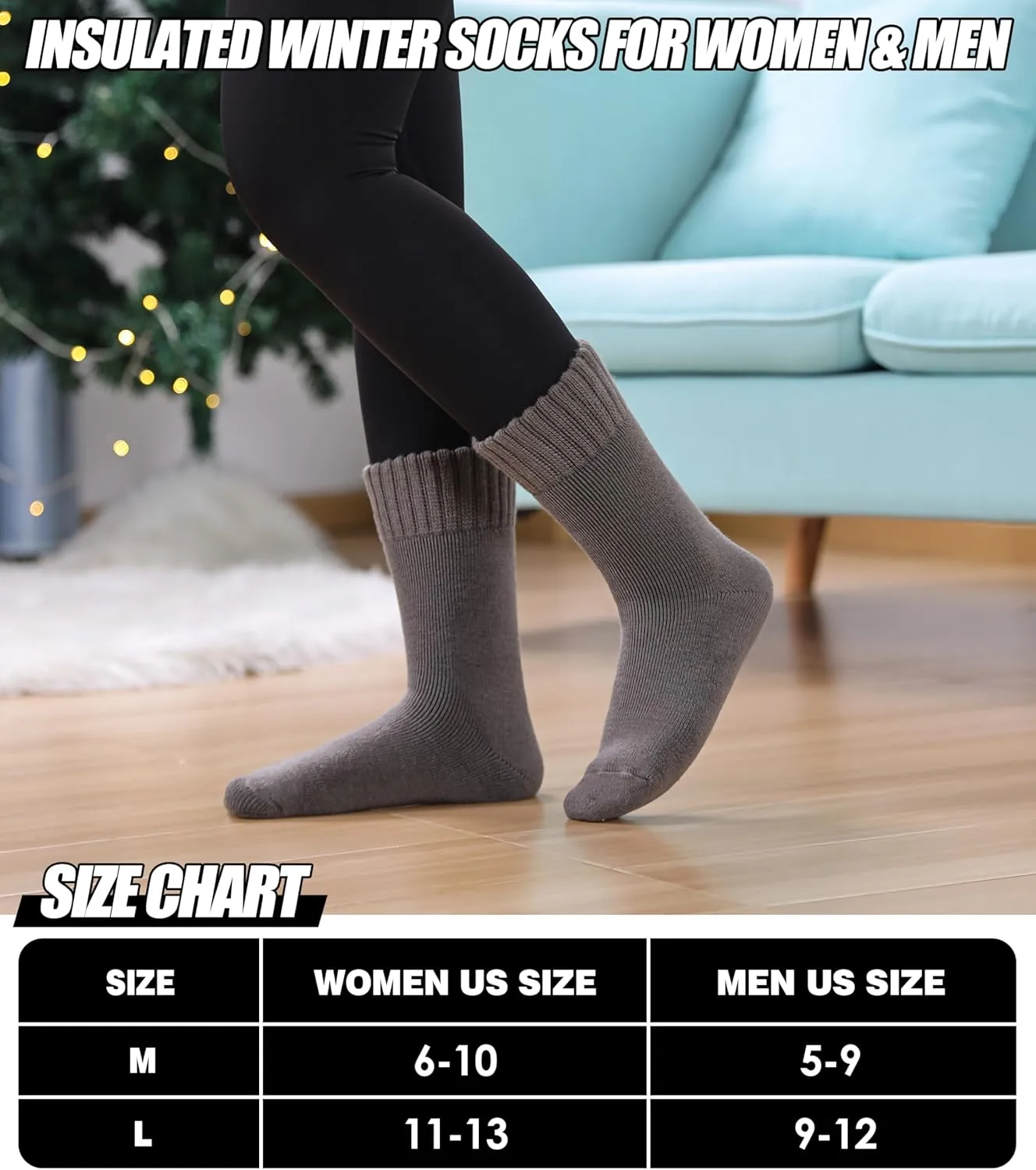3 Pairs Thermal Boot Socks for Women Men Ski Thick Winter Warm Insulated Heated Socks for Extreme Cold Weather