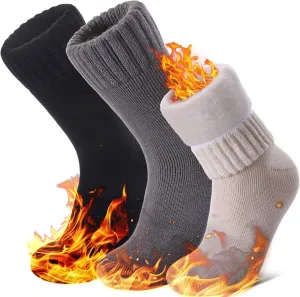 3 Pairs Thermal Boot Socks for Women Men Ski Thick Winter Warm Insulated Heated Socks for Extreme Cold Weather