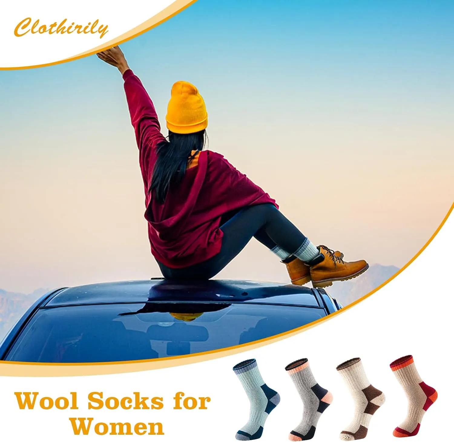 4 Pairs Merino Wool Socks for Men & Women, Breathable Hiking & Boot Socks - Thermal, Thick, Warm & Cozy
