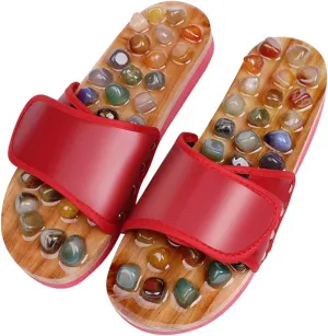 Acupressure Massage Slippers with Jade Stone, Therapeutic Reflexology Sandals for Foot Acupoint Shiatsu Massage,Shiatsu Foot Pain Relief Gifts for Wellness