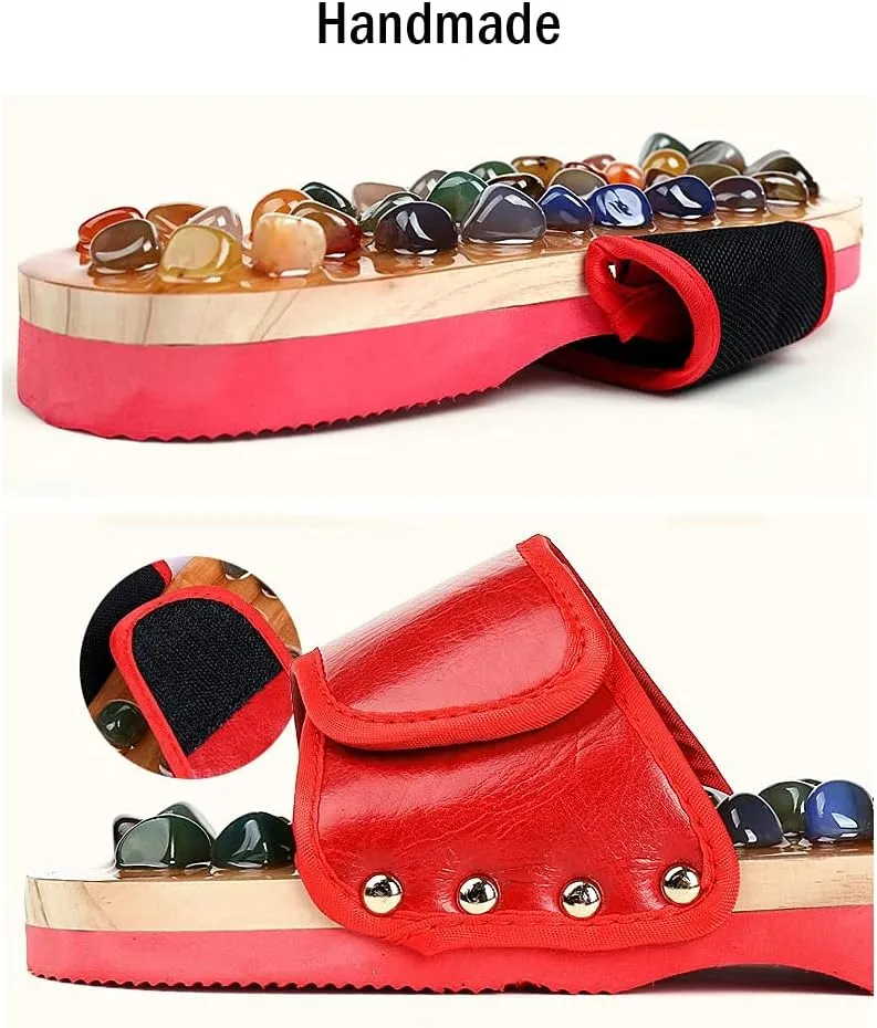 Acupressure Massage Slippers with Jade Stone, Therapeutic Reflexology Sandals for Foot Acupoint Shiatsu Massage,Shiatsu Foot Pain Relief Gifts for Wellness