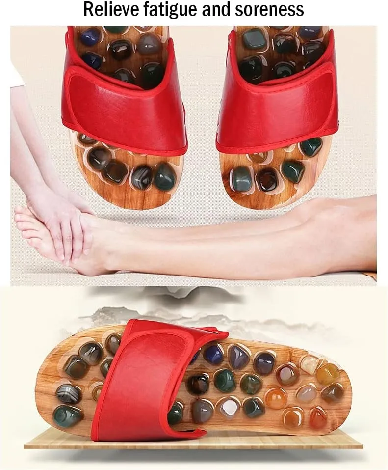 Acupressure Massage Slippers with Jade Stone, Therapeutic Reflexology Sandals for Foot Acupoint Shiatsu Massage,Shiatsu Foot Pain Relief Gifts for Wellness