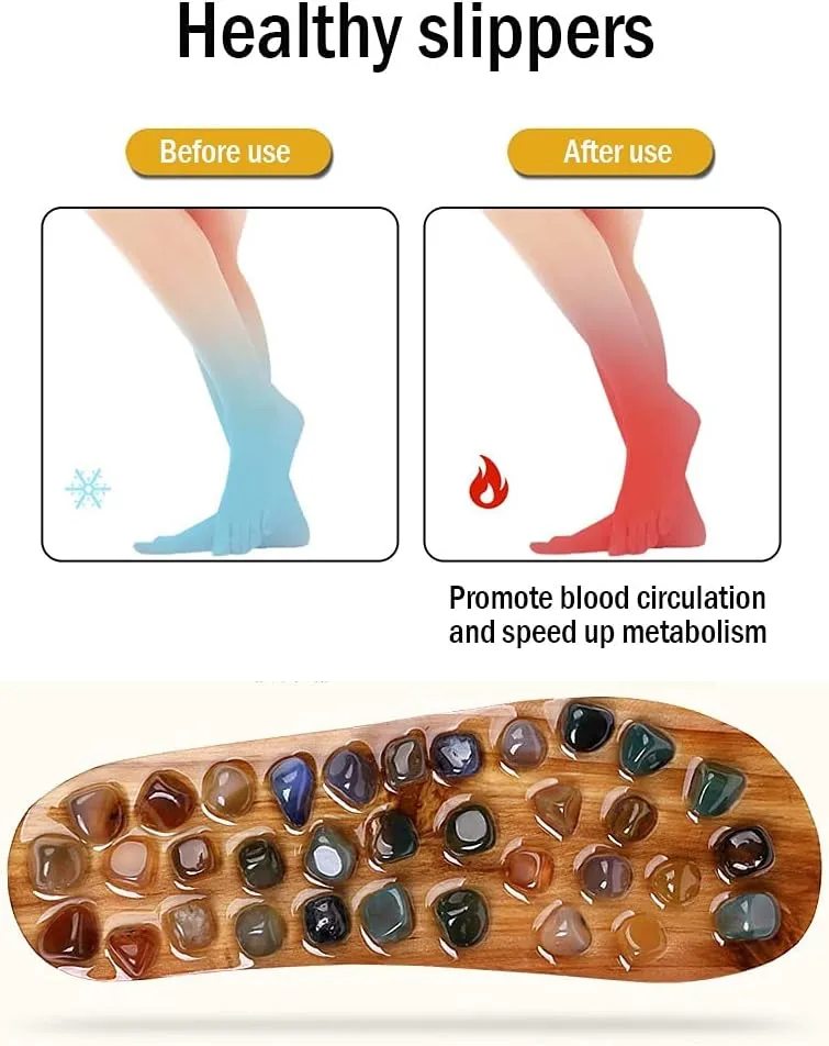 Acupressure Massage Slippers with Jade Stone, Therapeutic Reflexology Sandals for Foot Acupoint Shiatsu Massage,Shiatsu Foot Pain Relief Gifts for Wellness
