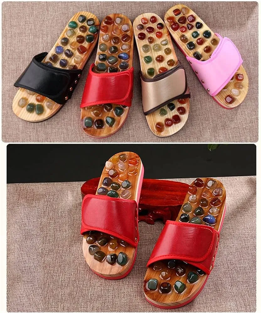 Acupressure Massage Slippers with Jade Stone, Therapeutic Reflexology Sandals for Foot Acupoint Shiatsu Massage,Shiatsu Foot Pain Relief Gifts for Wellness