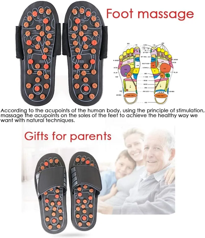 Acupressure Massage Slippers,Reflexology Massage Sandals, Tai Chi Massage Slippers, Foot Therapy Shoes, Gift for Men Women, Pain Relief, Increased Circulation & Energy