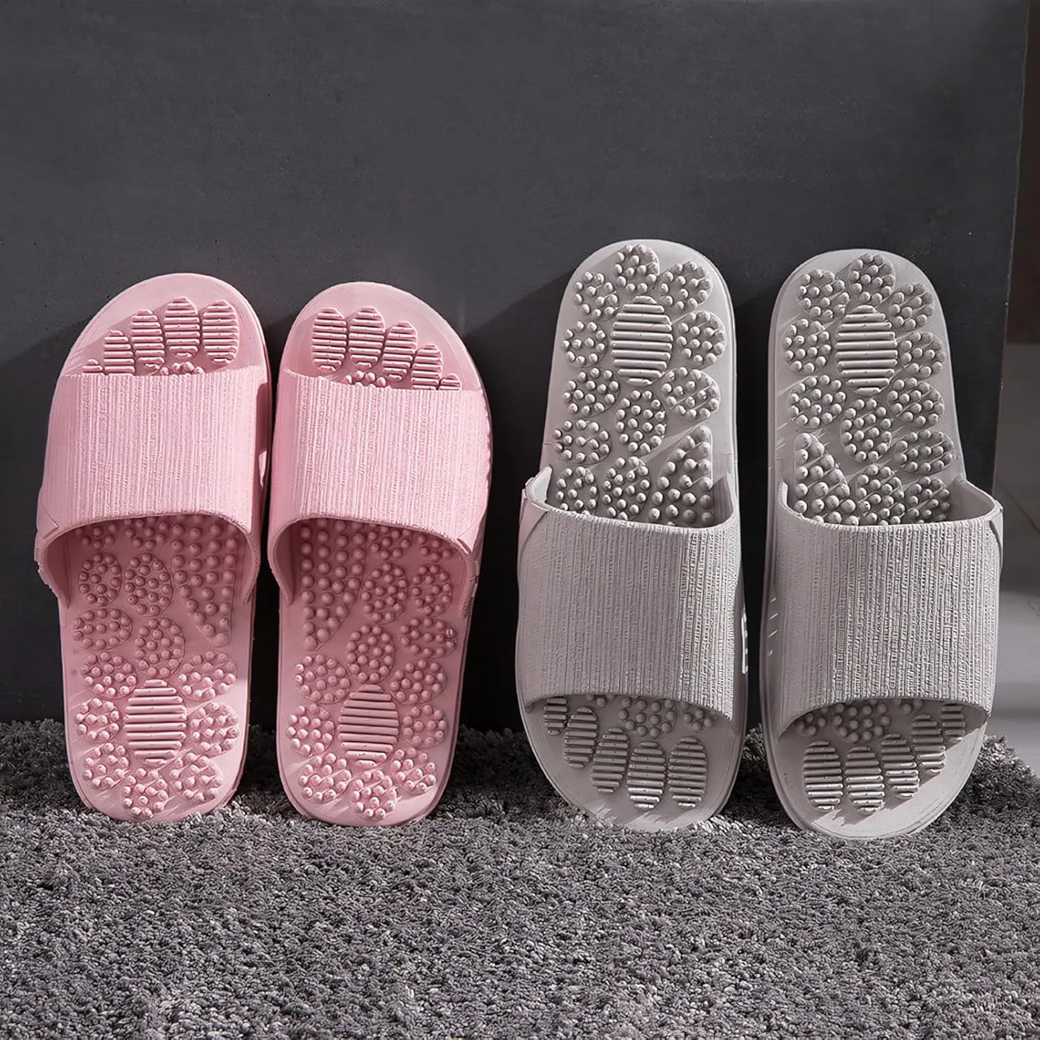 Acupressure Reflexology Slippers for Foot Acupoint Massage, Shiatsu Arch Pain Relief, Non-Slip Massage Shoes for Bath Shower