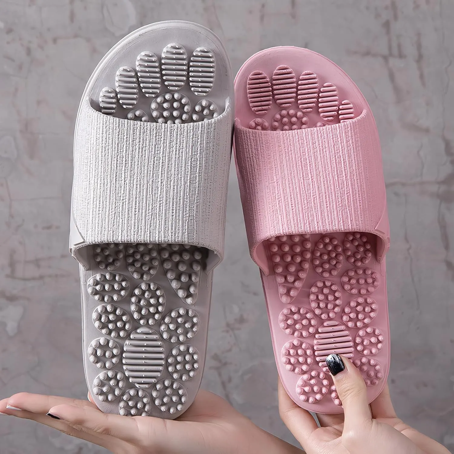 Acupressure Reflexology Slippers for Foot Acupoint Massage, Shiatsu Arch Pain Relief, Non-Slip Massage Shoes for Bath Shower