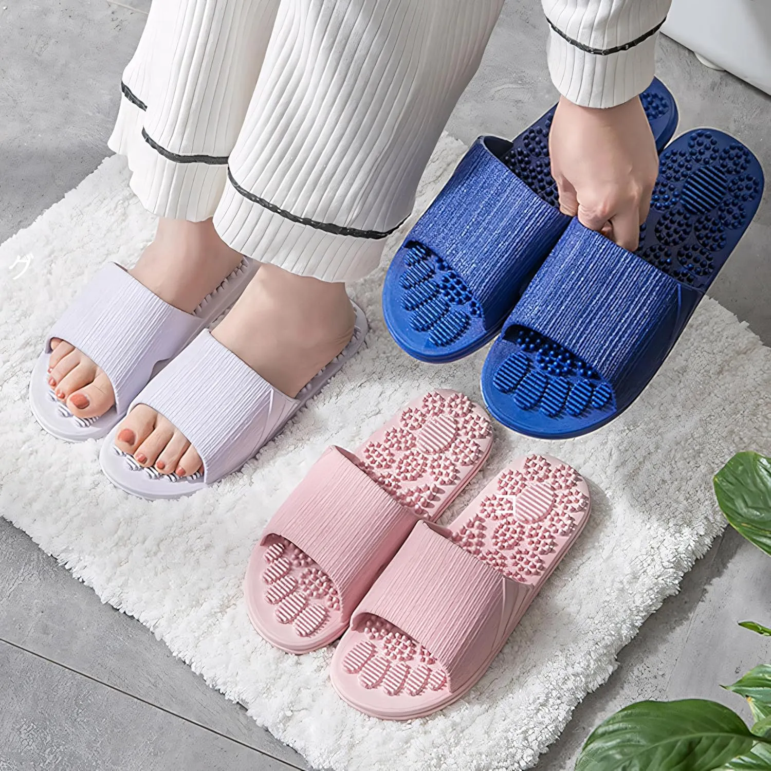 Acupressure Reflexology Slippers for Foot Acupoint Massage, Shiatsu Arch Pain Relief, Non-Slip Massage Shoes for Bath Shower