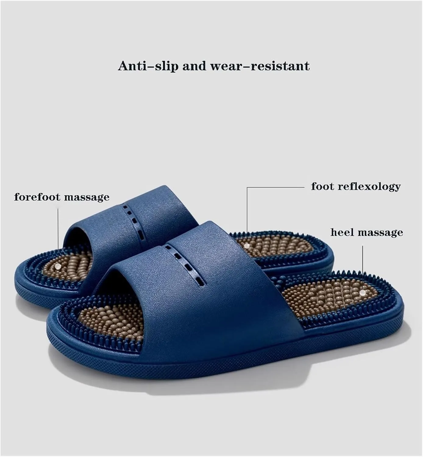 Acupressure Reflexology Slippers,Open Toe Sandals Non-Slip Slipper for Women and Men Shower Shoes Non-Slip Quick Drying Lightweight Shower Slippers(Blue,EUR40-41)