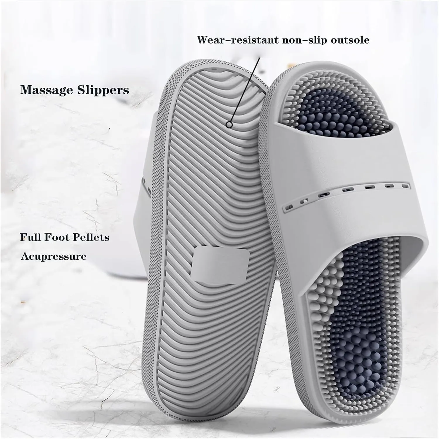 Acupressure Reflexology Slippers,Open Toe Sandals Non-Slip Slipper for Women and Men Shower Shoes Non-Slip Quick Drying Lightweight Shower Slippers(Blue,EUR40-41)