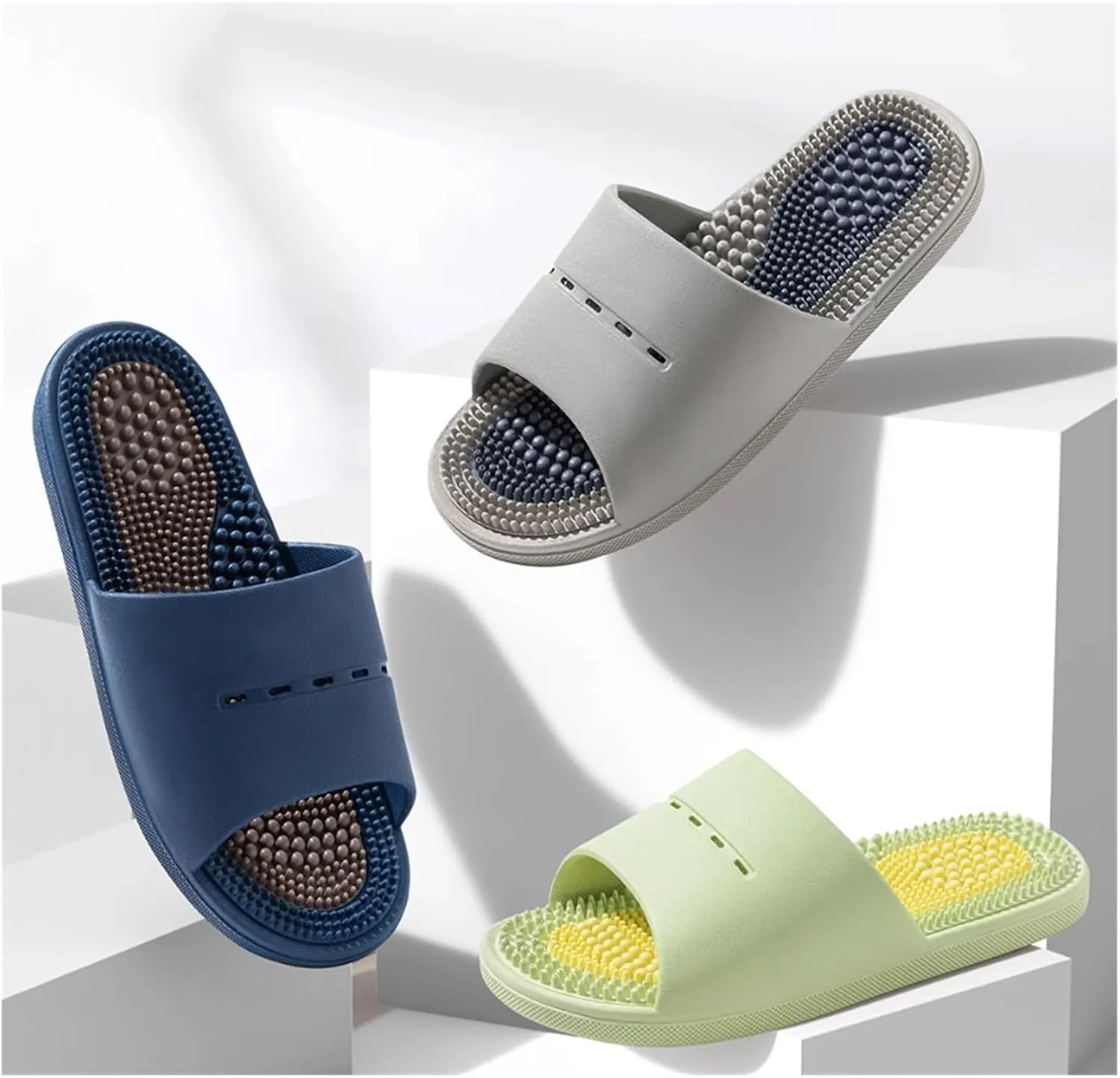 Acupressure Reflexology Slippers,Open Toe Sandals Non-Slip Slipper for Women and Men Shower Shoes Non-Slip Quick Drying Lightweight Shower Slippers(Blue,EUR40-41)