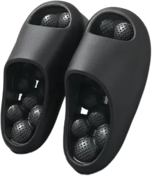 Acupressure Slippers Sandals for Plantar Fasciitis,Reflexology Foot Massager for Circulation,House Sandals Shower Shoes Non-Slip Quick Drying Pool Slides Beach Sandals ( Color : Black , Size : EUR44-4