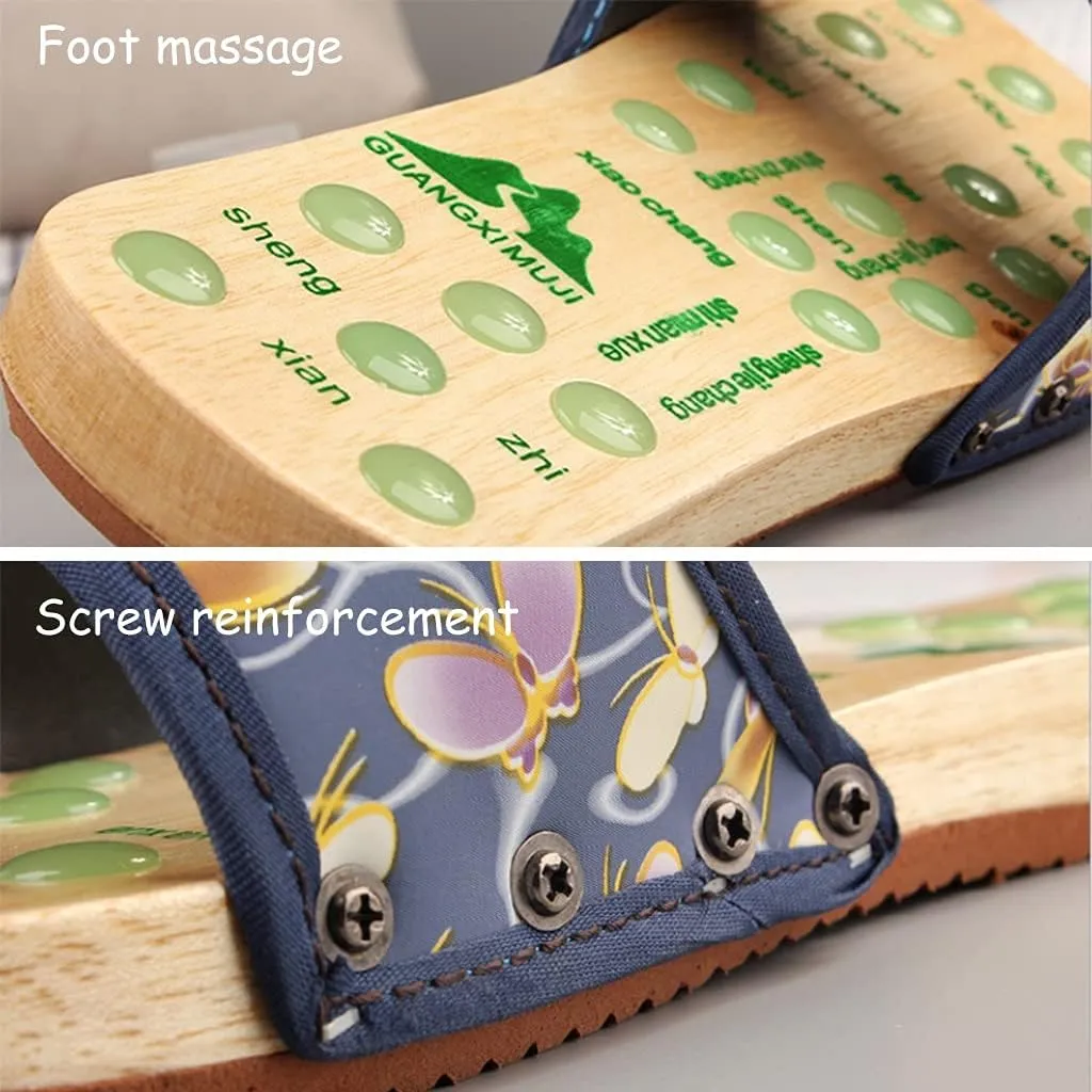 Acupressure Unisex Massage Slippers, Magnetic Therapy Massage Shoes Massage Slippers, Health Care Blood Activating Foot Relaxing Shoes Wood Foot Care Slipper Massage Sandals