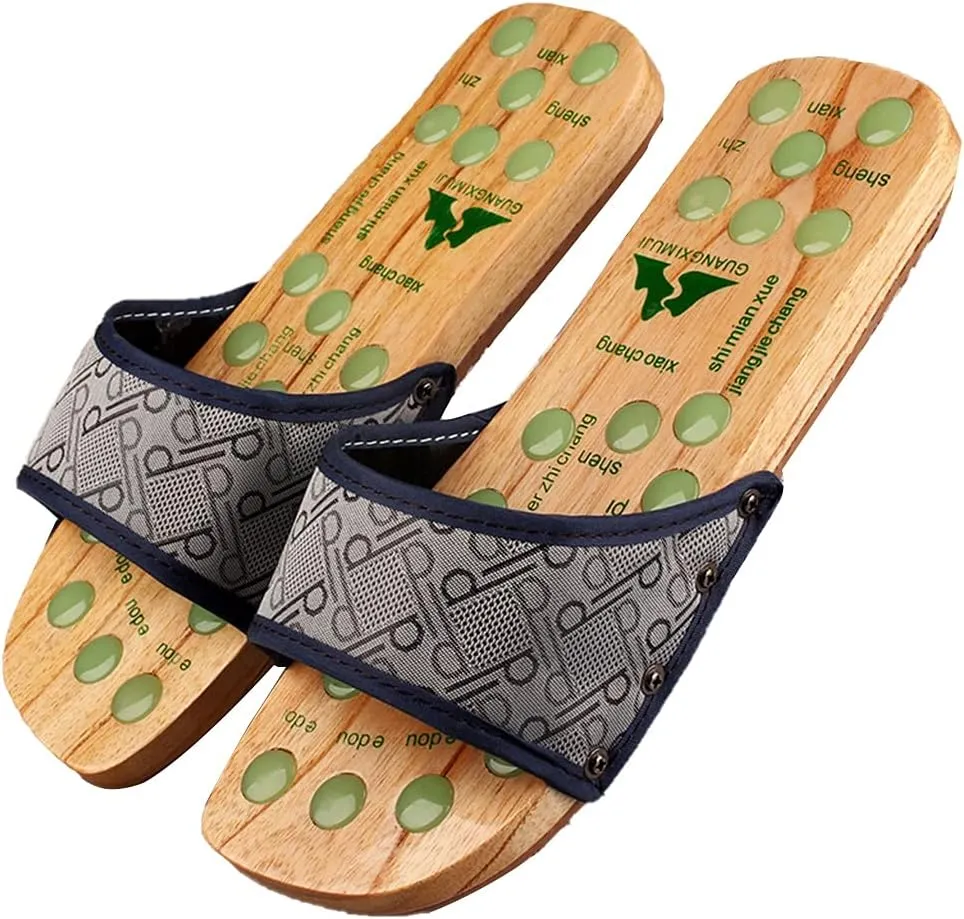 Acupressure Unisex Massage Slippers, Magnetic Therapy Massage Shoes Massage Slippers, Health Care Blood Activating Foot Relaxing Shoes Wood Foot Care Slipper Massage Sandals