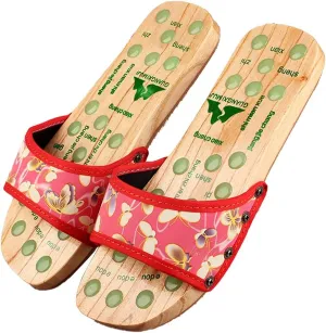 Acupressure Unisex Massage Slippers, Magnetic Therapy Massage Shoes Massage Slippers, Health Care Blood Activating Foot Relaxing Shoes Wood Foot Care Slipper Massage Sandals