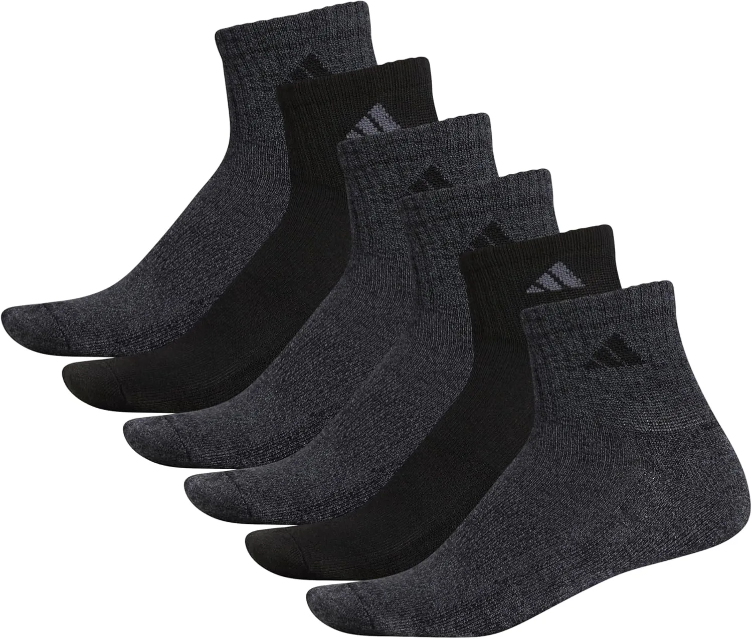 adidas 6-Pack, Athletic Cushioned Quarter Ankle Socks for Men with Arch Support