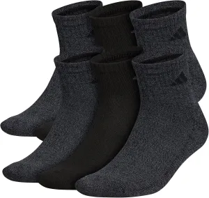 adidas 6-Pack, Athletic Cushioned Quarter Ankle Socks for Men with Arch Support
